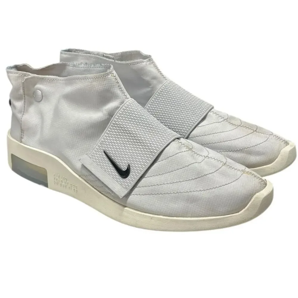 Mens Nike Air Fear Of God Moc AT8086-001 Leather Athletic Sneaker SZ 10.5 Silver
